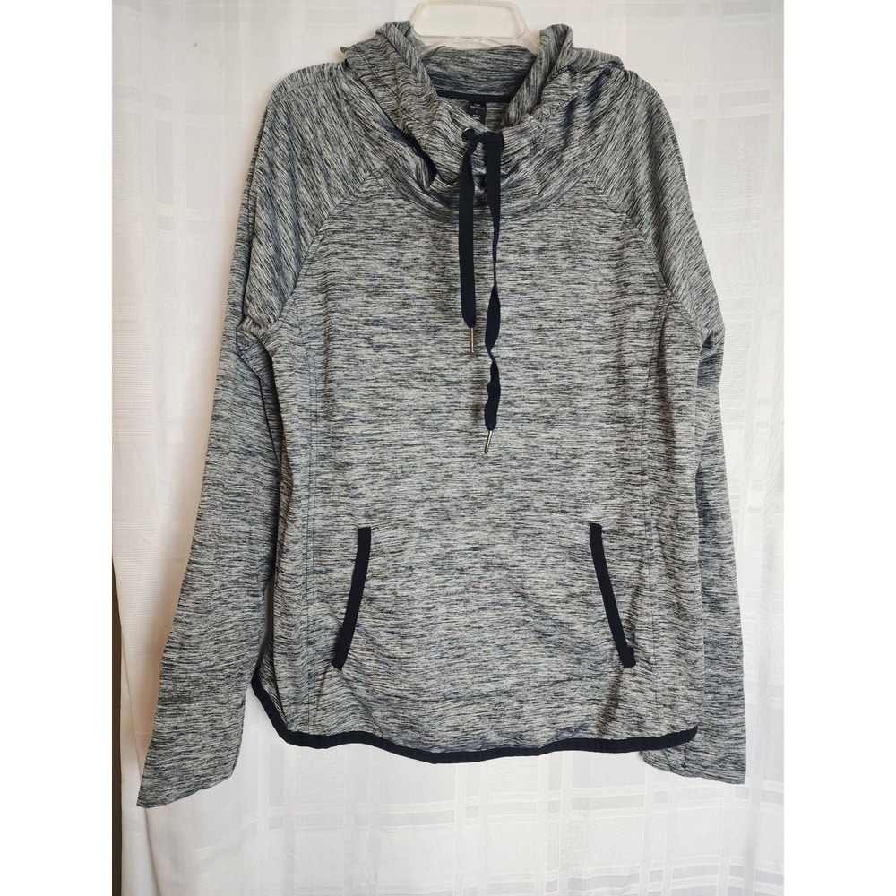 90 Degree By Reflex Heathered Gray Cowl Neck Long Sleeve Athletic Hoodie‎ Top L